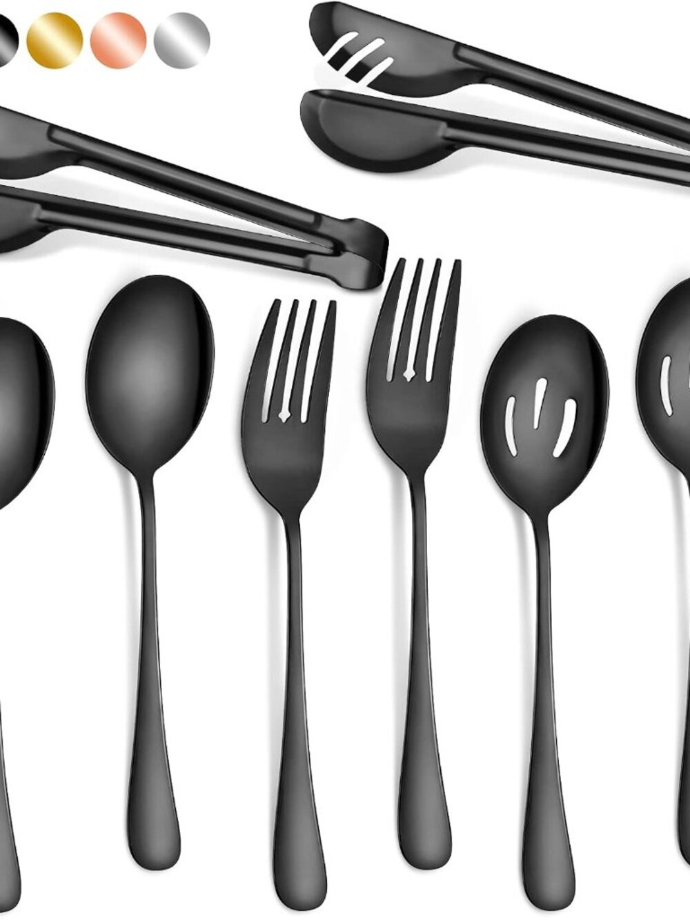 8 Pieces Black Serving Utensil Set, Stainless Steel Buffet